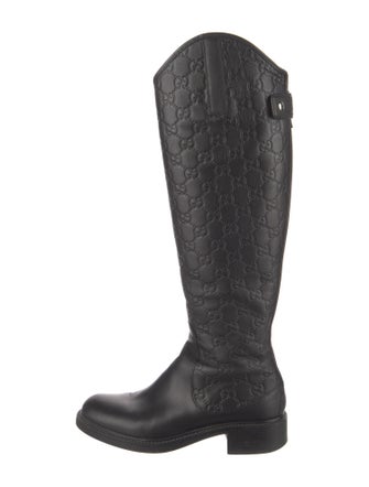 Gucci GG Embossed Leather Riding Boots