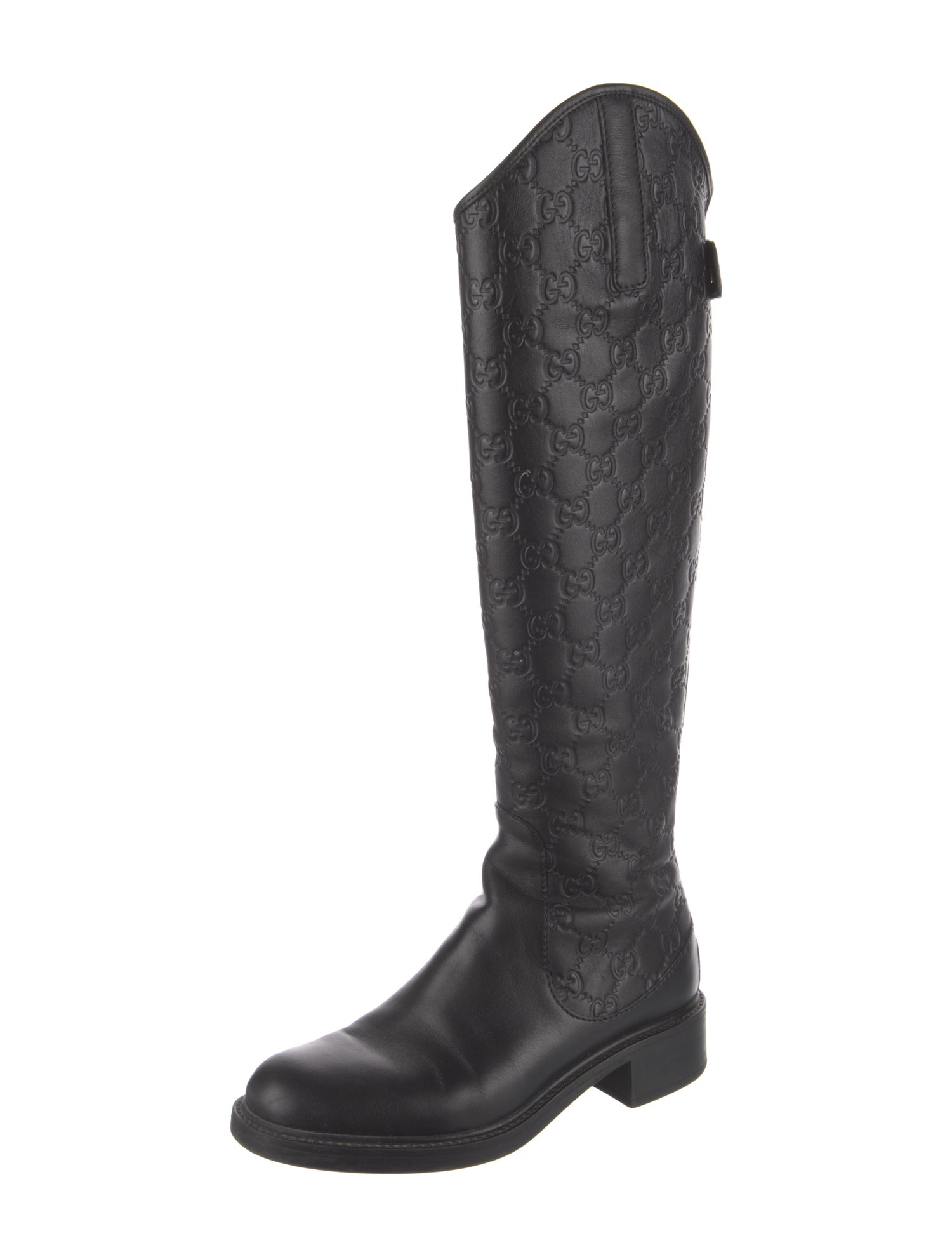 Gucci GG Embossed Leather Riding Boots