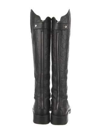 Gucci GG Embossed Leather Riding Boots