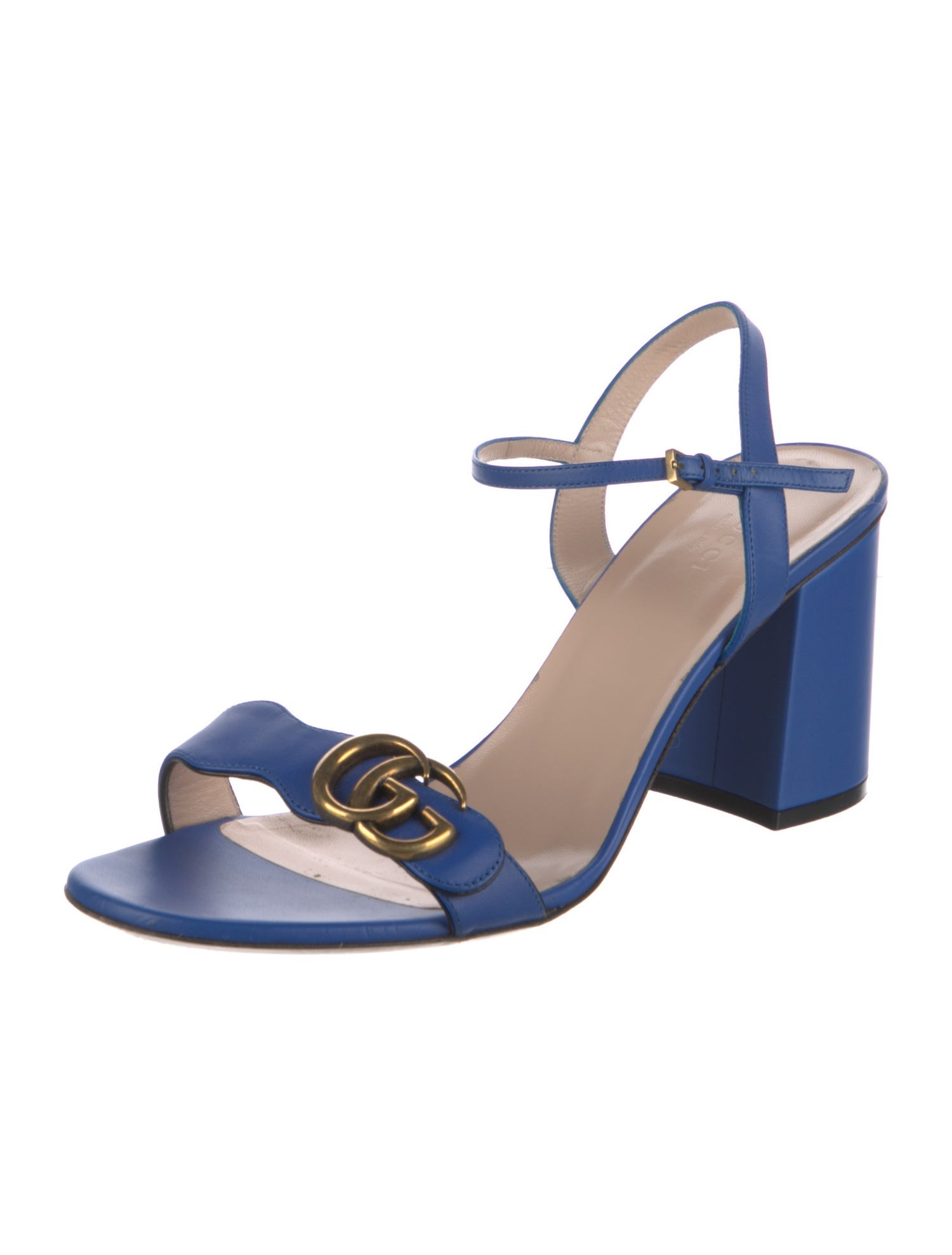 Gucci Double G Logo Leather Sandals