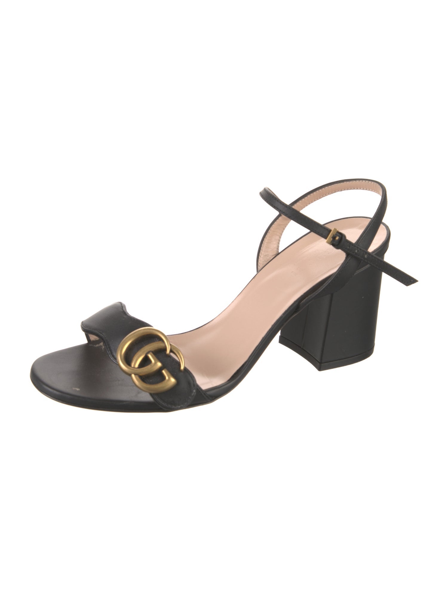 Gucci Double G Logo Leather Slingback Pumps