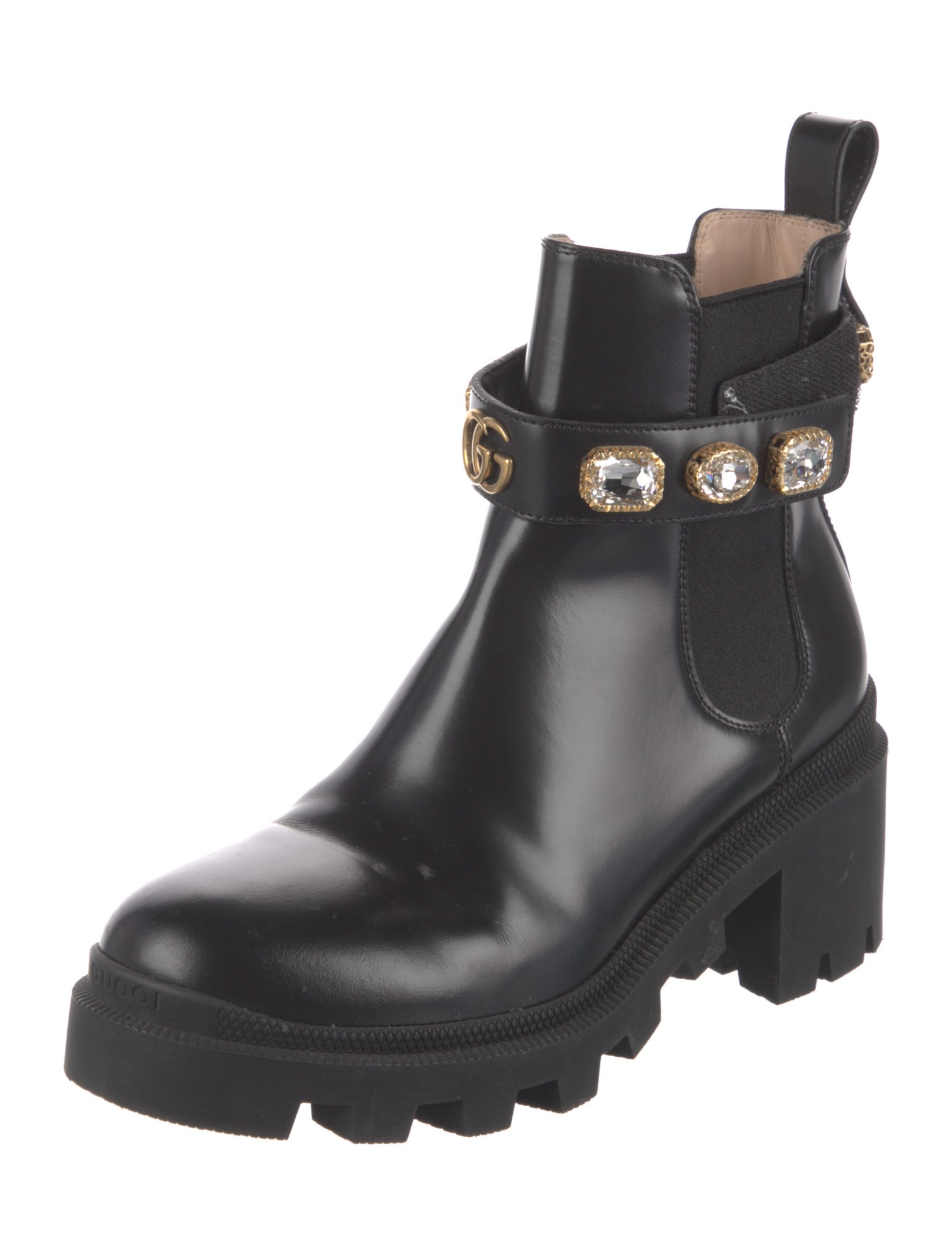 Gucci Double G Logo Leather Chelsea Boots