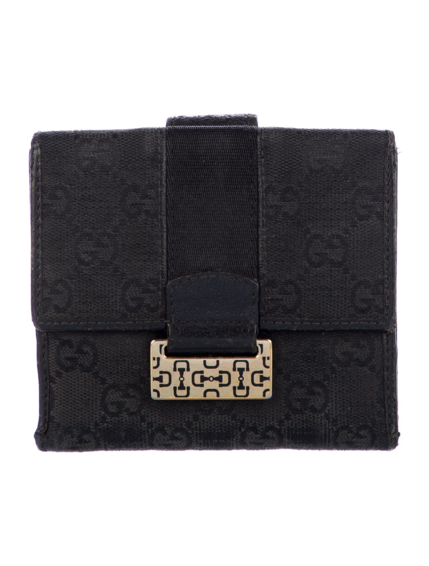 Gucci Horsebit Accent Canvas French Purse