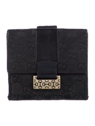 Gucci Horsebit Accent Canvas French Purse