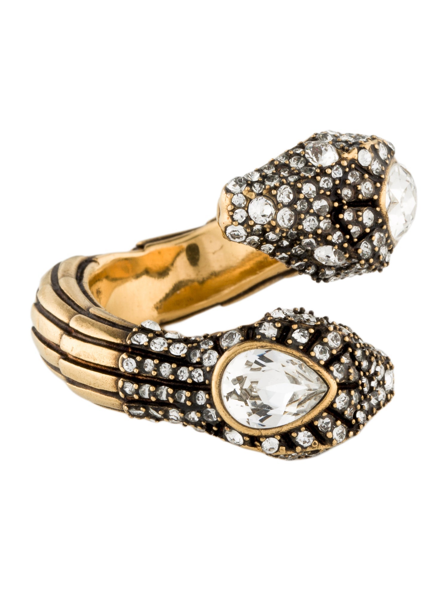 Gucci Crystal Encrusted Snake Bypass Ring