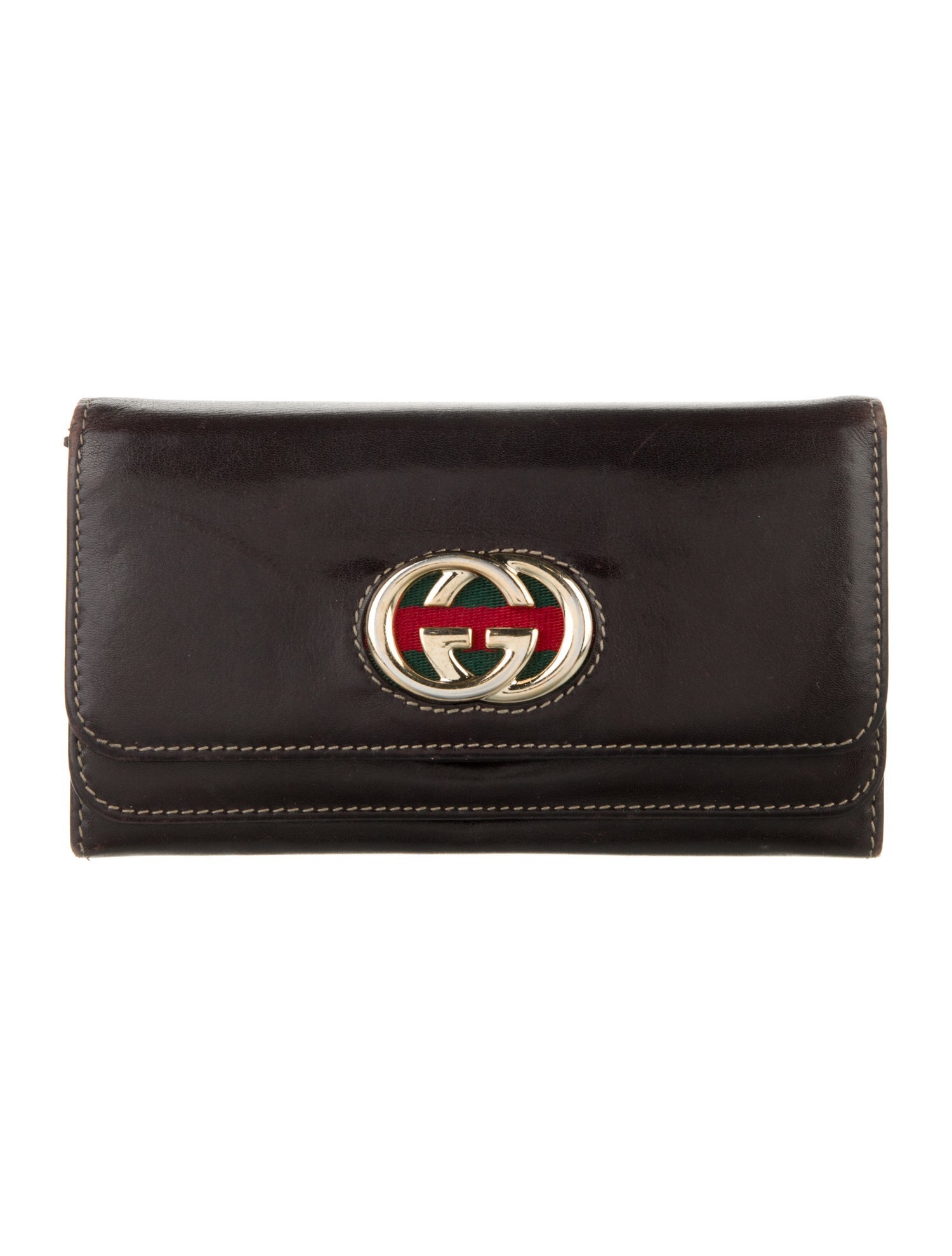 Gucci Web Accent Leather Continental Wallet