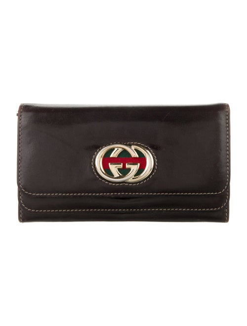 Gucci Web Accent Leather Continental Wallet
