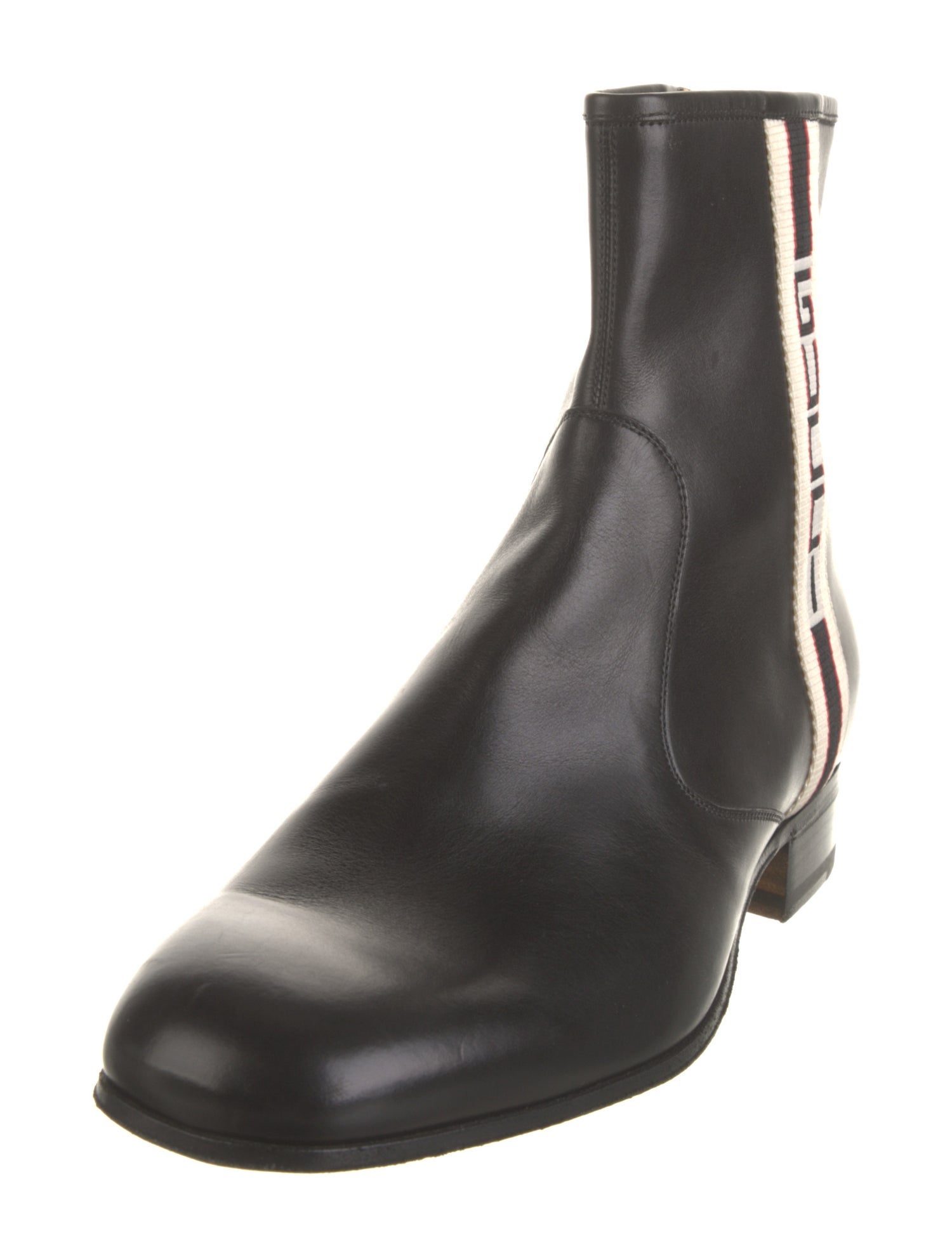 Gucci Sylvie Web Accent Leather Chelsea Boots
