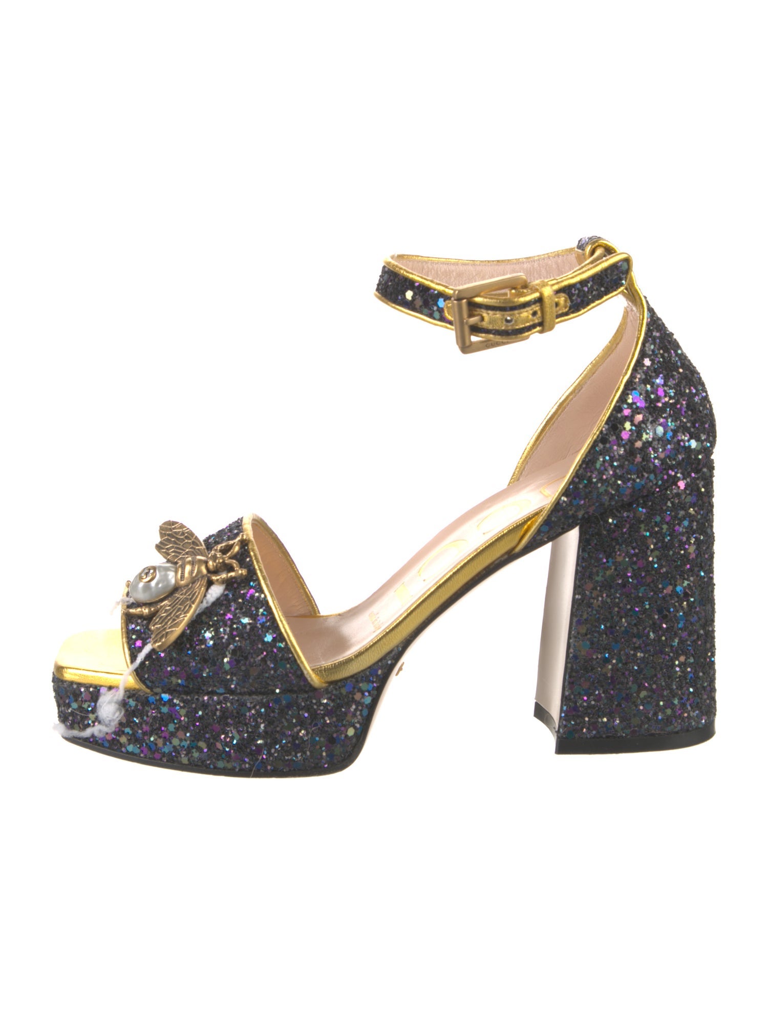Gucci Bee Accent Glitter Sandals