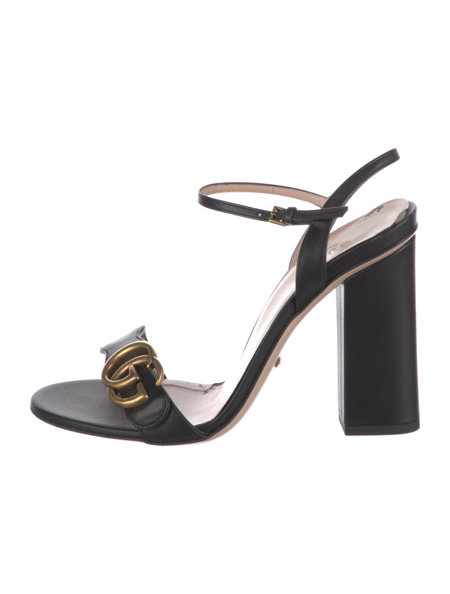 Gucci Double G Logo Leather Slingback Sandals