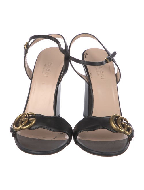 Gucci Double G Logo Leather Slingback Sandals