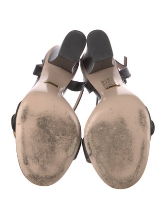 Gucci Double G Logo Leather Slingback Sandals