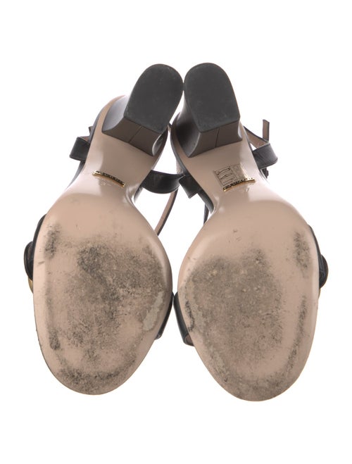 Gucci Double G Logo Leather Slingback Sandals