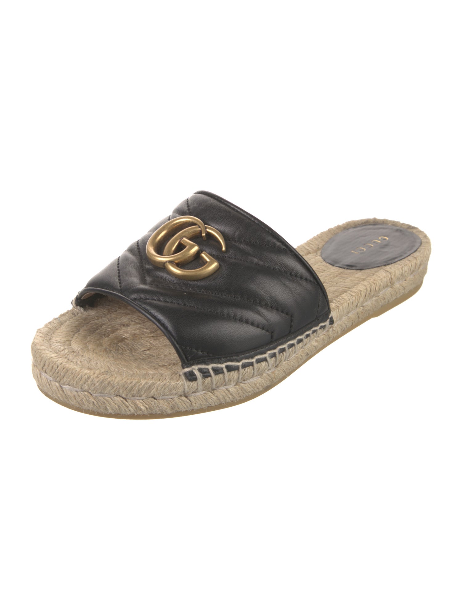 Gucci Double G Logo Leather Espadrilles
