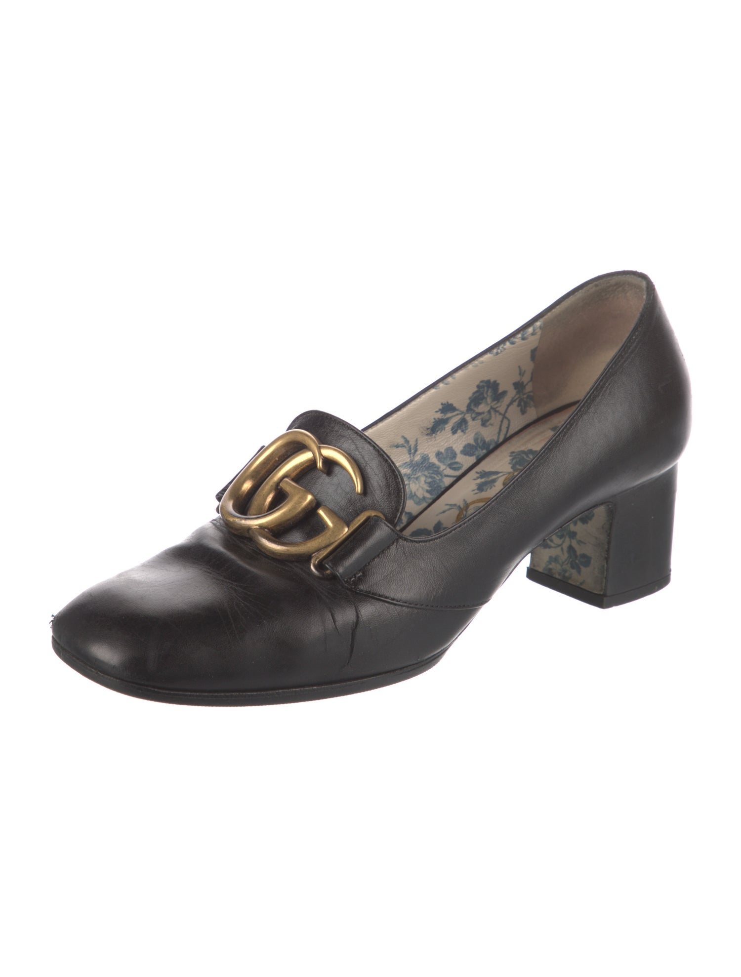 Gucci Double G Logo Leather Pumps