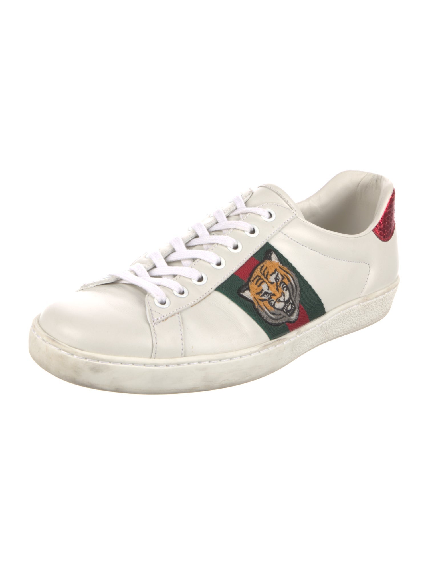 Gucci Web Accent Leather Sneakers