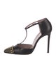 Gucci Leather Studded Accents T-Strap Pumps