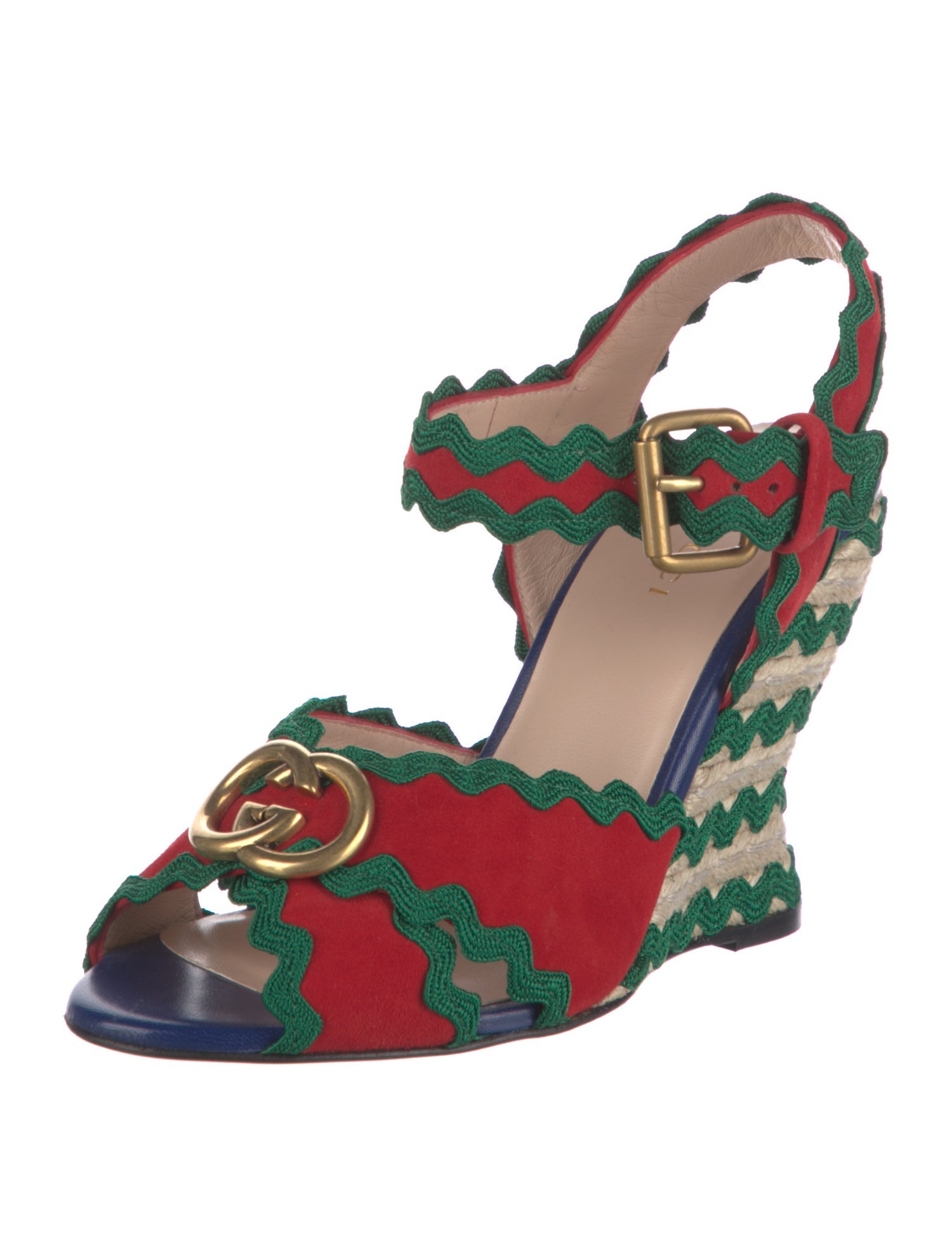 Gucci Interlocking G Logo Suede Slingback Sandals