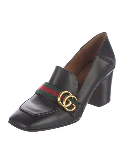 Gucci Web Accent Leather Pumps