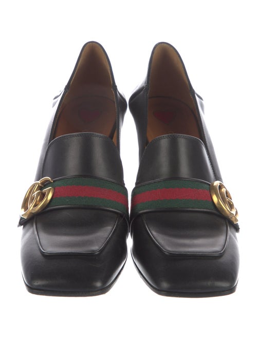 Gucci Web Accent Leather Pumps