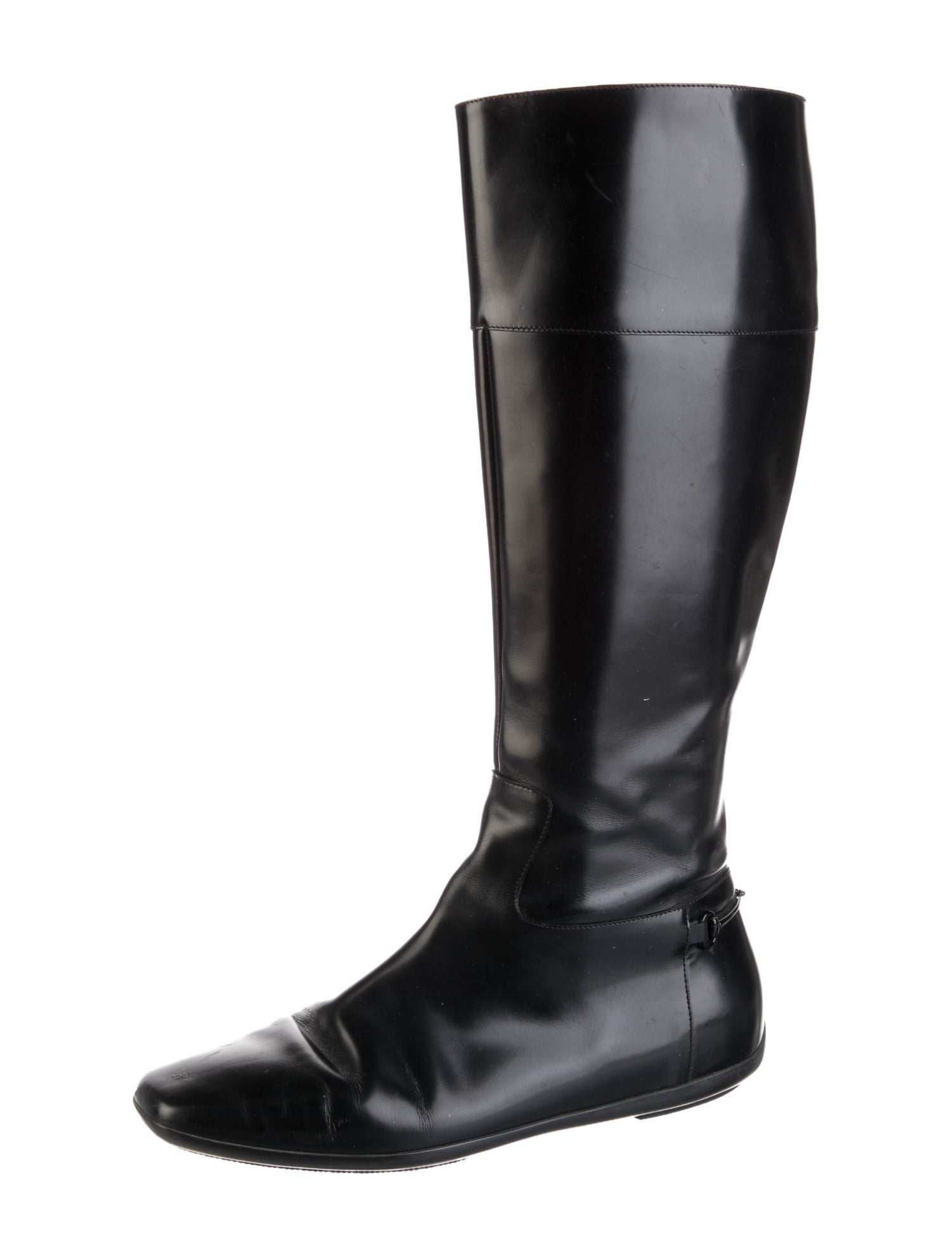 Gucci Interlocking G Logo Leather Riding Boots