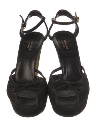 Gucci Suede Bow Accents Sandals