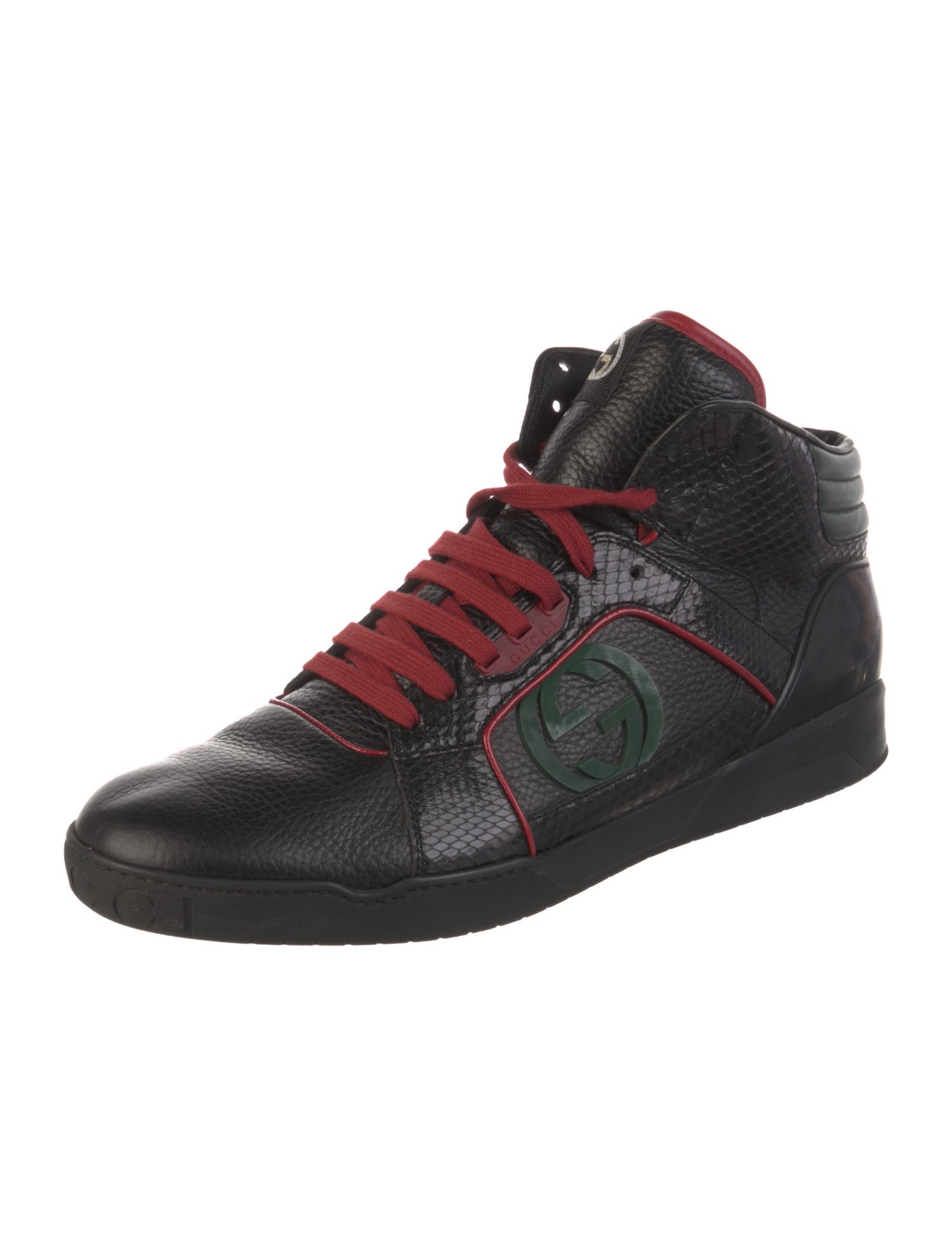 Gucci Interlocking G Logo Snakeskin Sneakers
