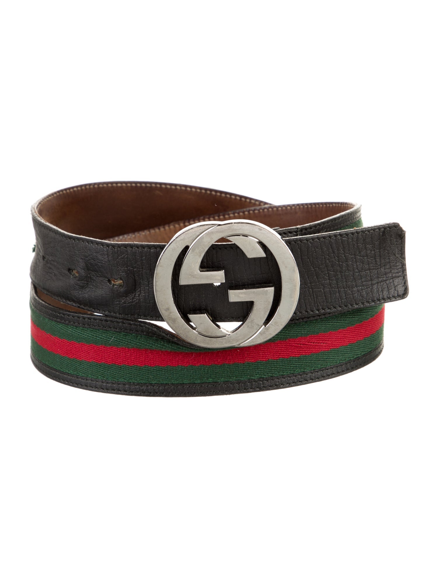 Gucci Web Accent Leather Waist Belt
