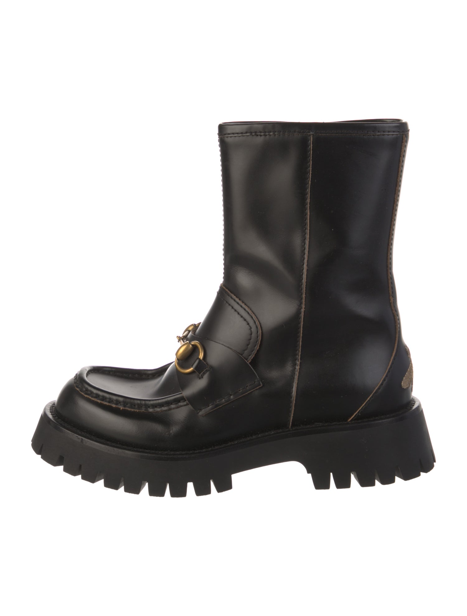 Gucci 1955 Horsebit Accent Leather Combat Boots