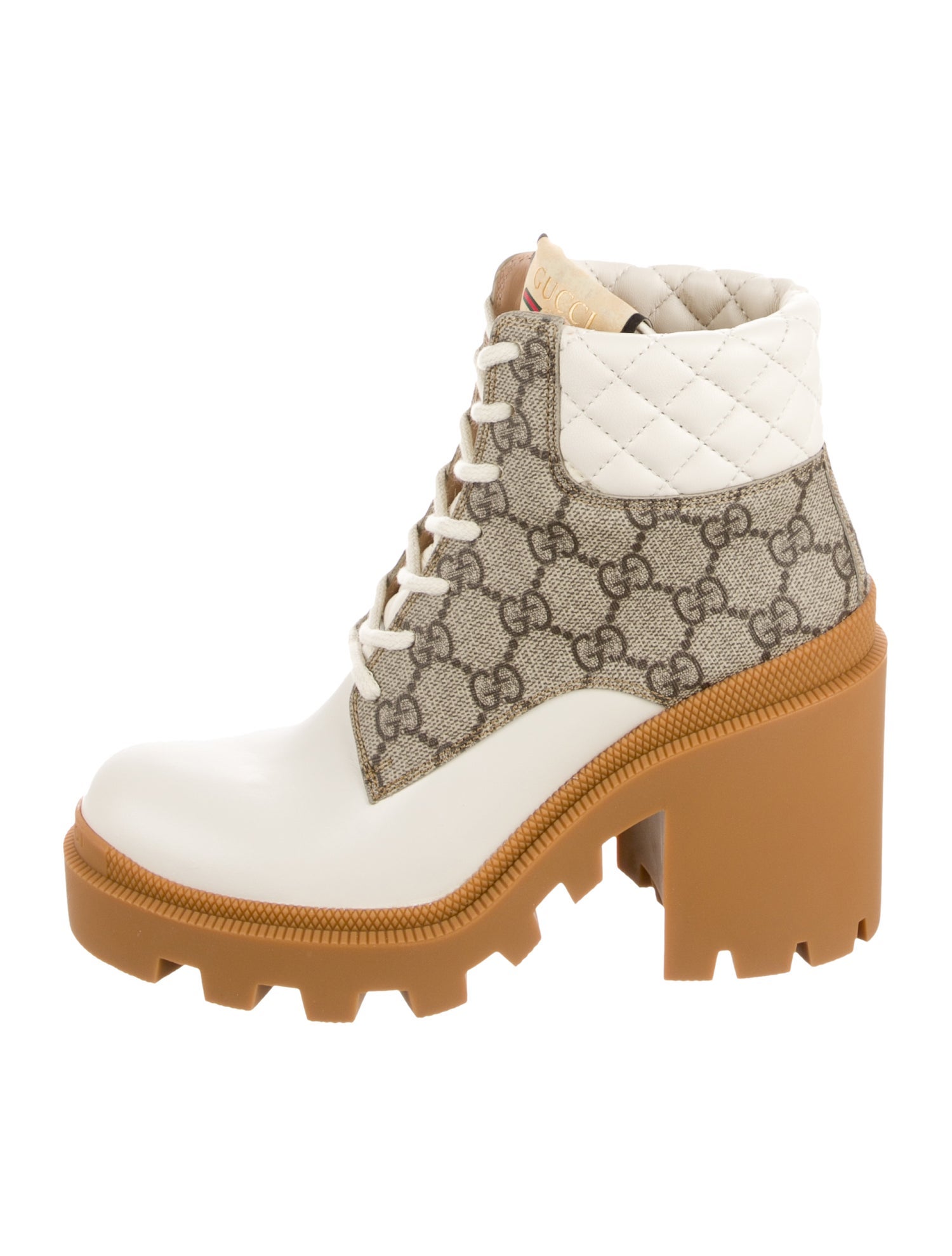 Gucci GG Supreme Leather Combat Boots