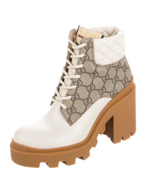 Gucci GG Supreme Leather Combat Boots