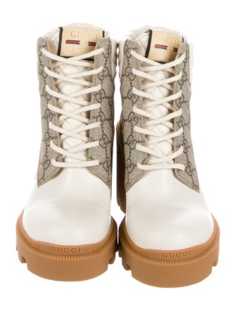 Gucci GG Supreme Leather Combat Boots