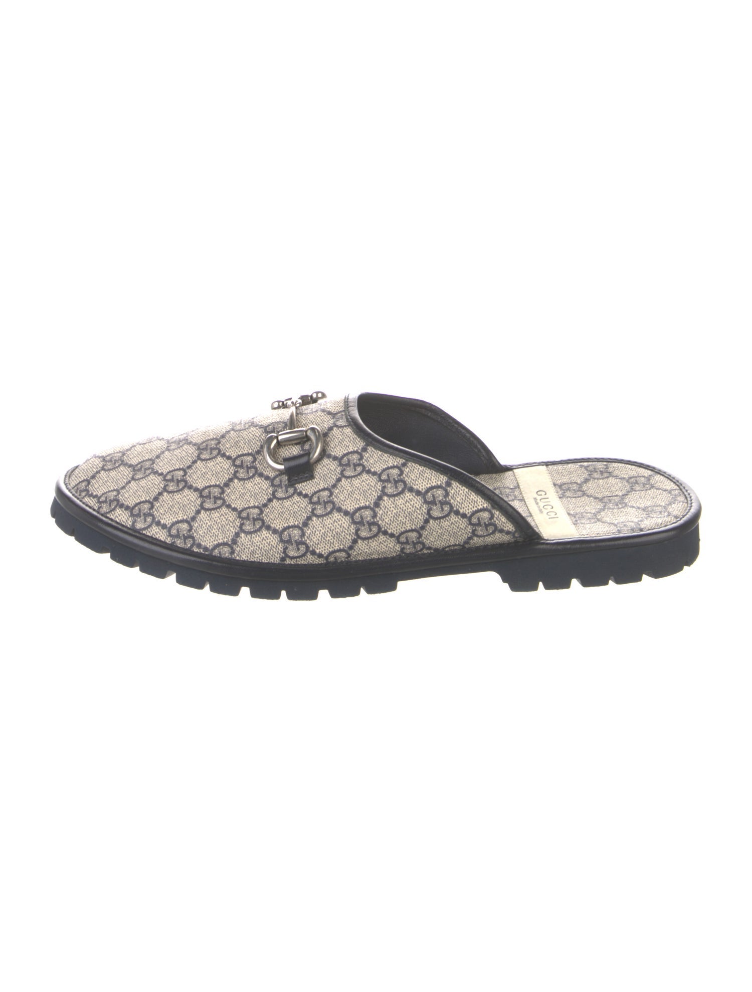 Gucci GG Supreme Leather Trim Embellishment Slippers