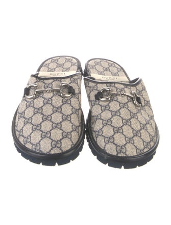 Gucci GG Supreme Leather Trim Embellishment Slippers