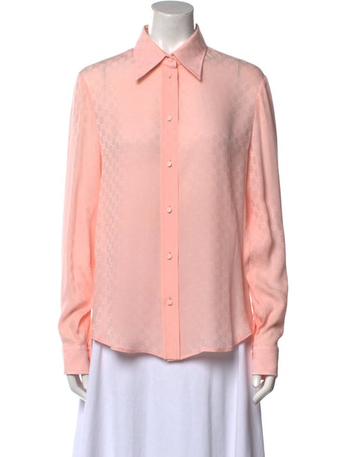 Gucci Silk Long Sleeve Button-Up Top