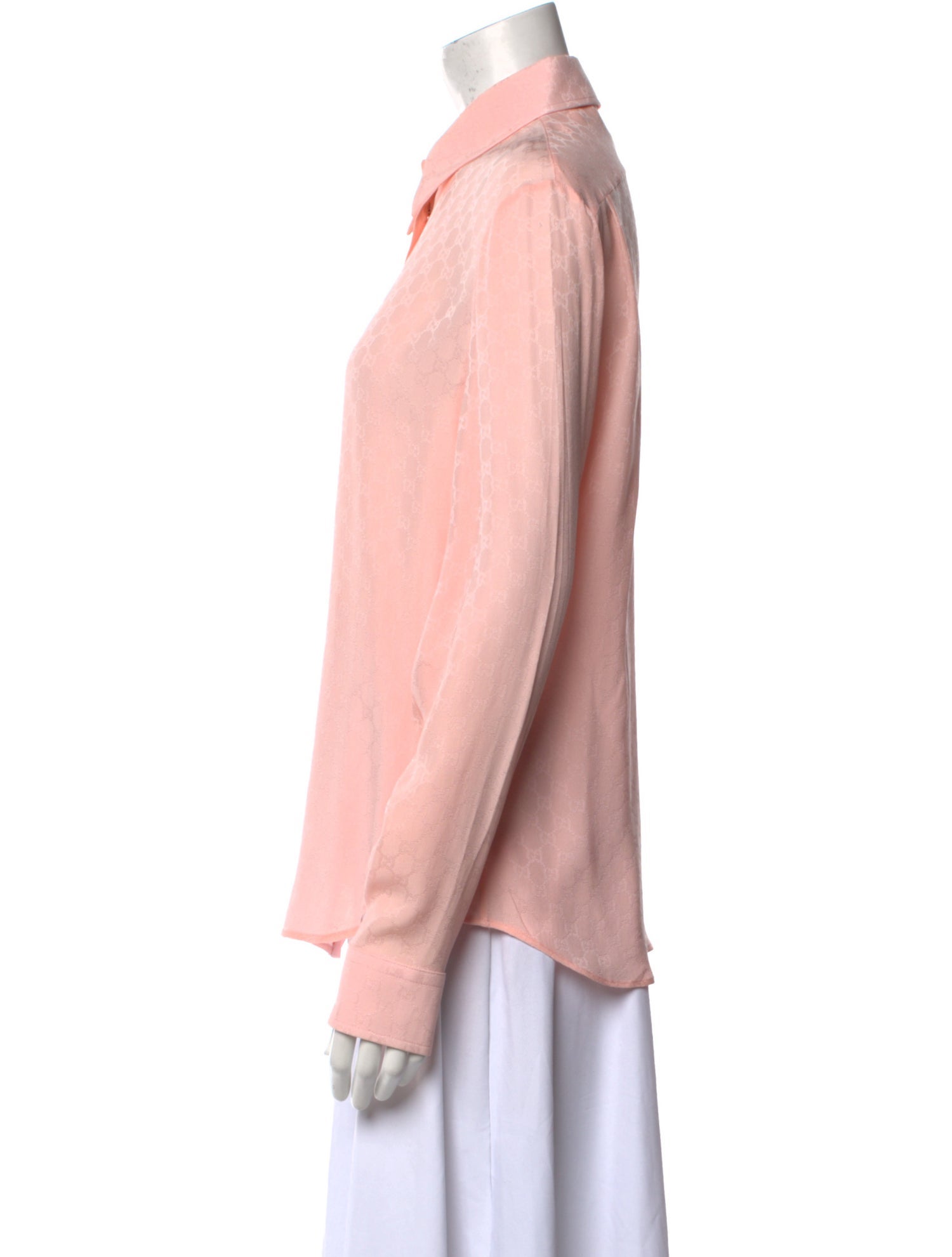 Gucci Silk Long Sleeve Button-Up Top