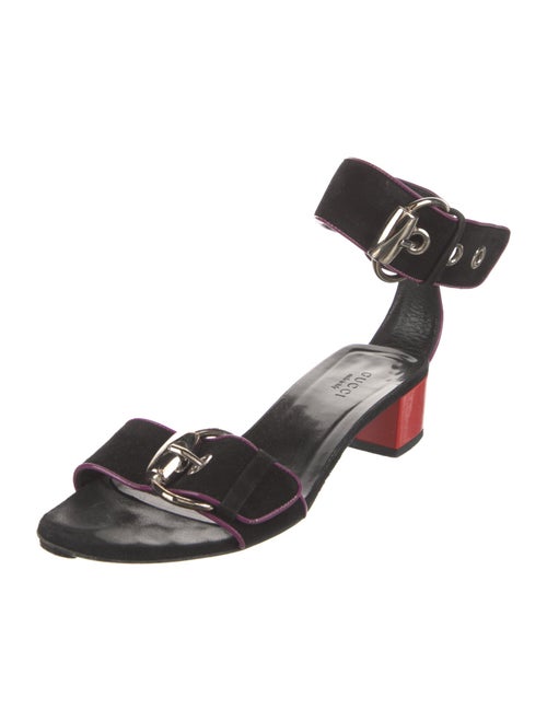 Gucci Suede Leather Trim Embellishment Sandals