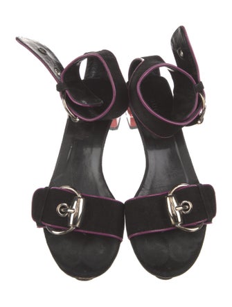 Gucci Suede Leather Trim Embellishment Sandals