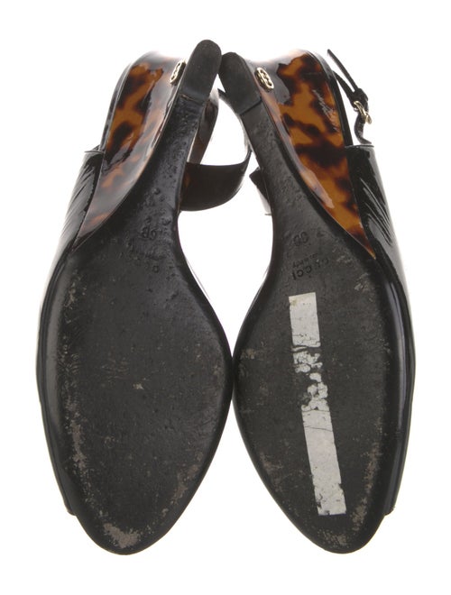 Gucci Interlocking G Logo Patent Leather Slingback Sandals