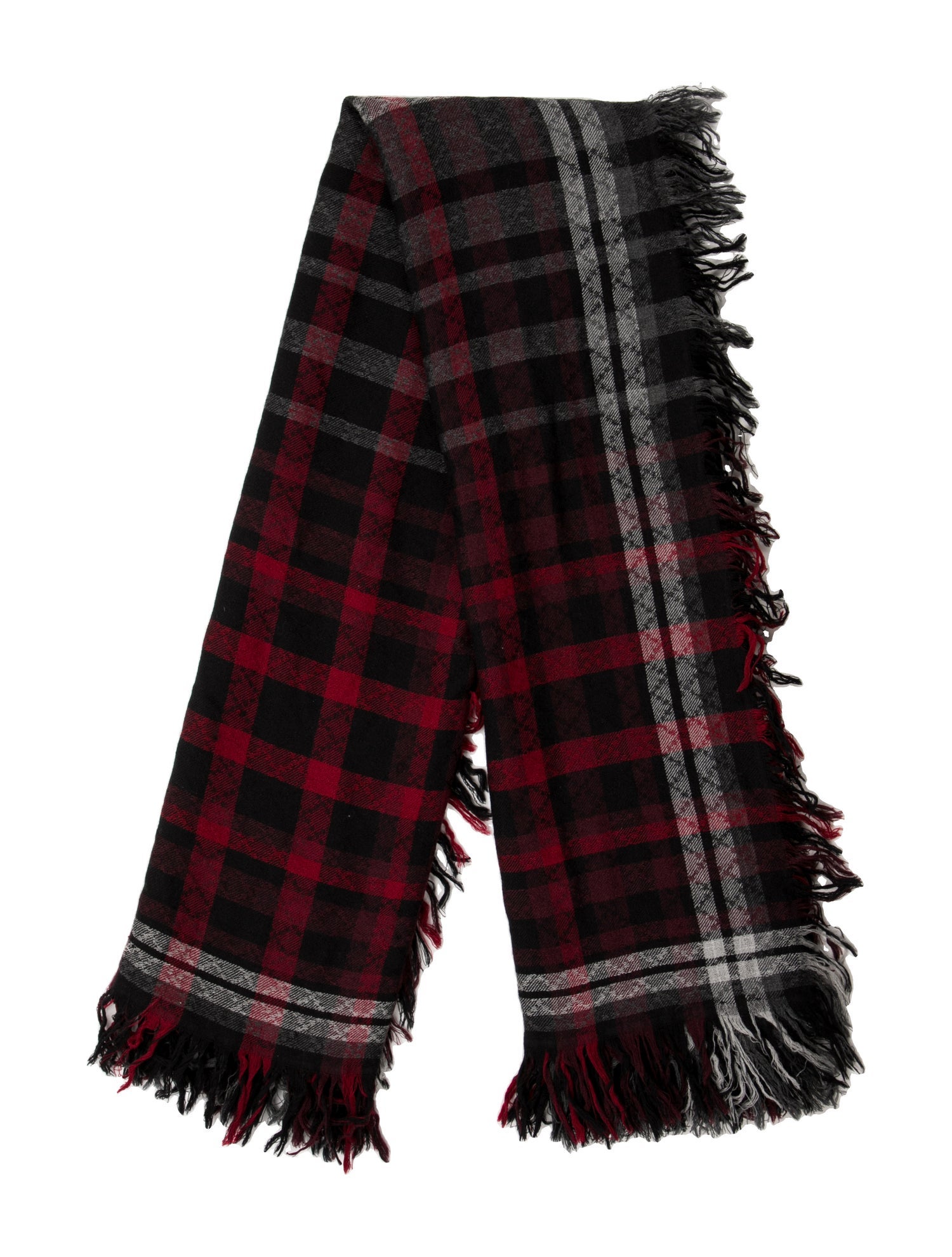 Gucci Wool Plaid Print Scarf