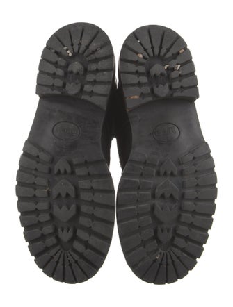 Gucci Canvas Leather Trim Embellishment Lace-Up Boots