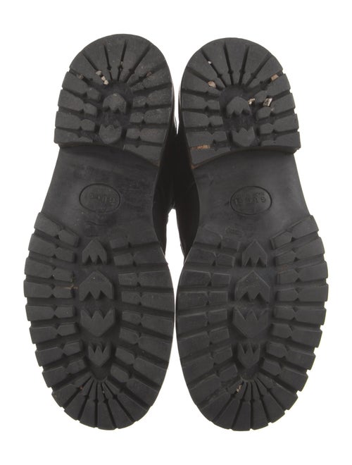 Gucci Canvas Leather Trim Embellishment Lace-Up Boots