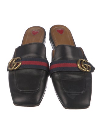 Gucci Sylvie Web Accent Leather Mules