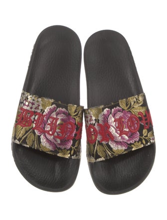 Gucci Printed Embroidered Accent Slides