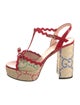 Gucci GG Logo Raffia T-Strap Sandals