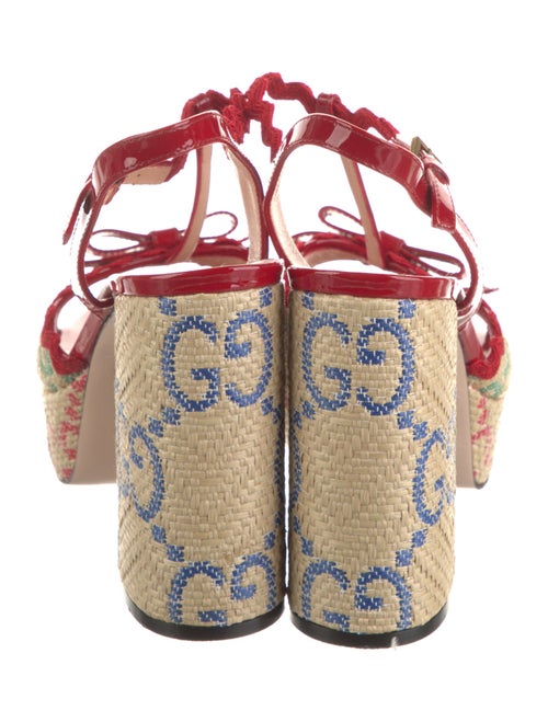 Gucci GG Logo Raffia T-Strap Sandals