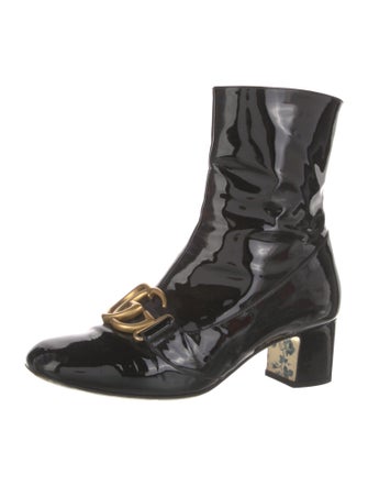 Gucci Double G Logo Patent Leather Boots