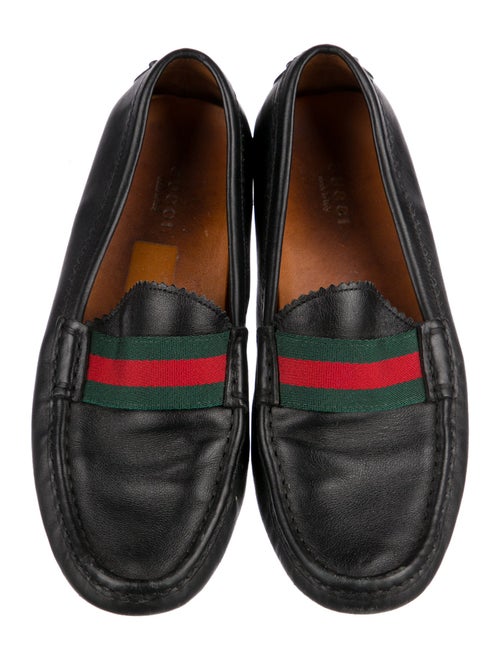 Gucci Web Accent Leather Loafers