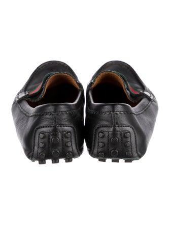 Gucci Web Accent Leather Loafers