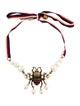 Gucci Faux Pearl & Crystal Bee Pendant Necklace